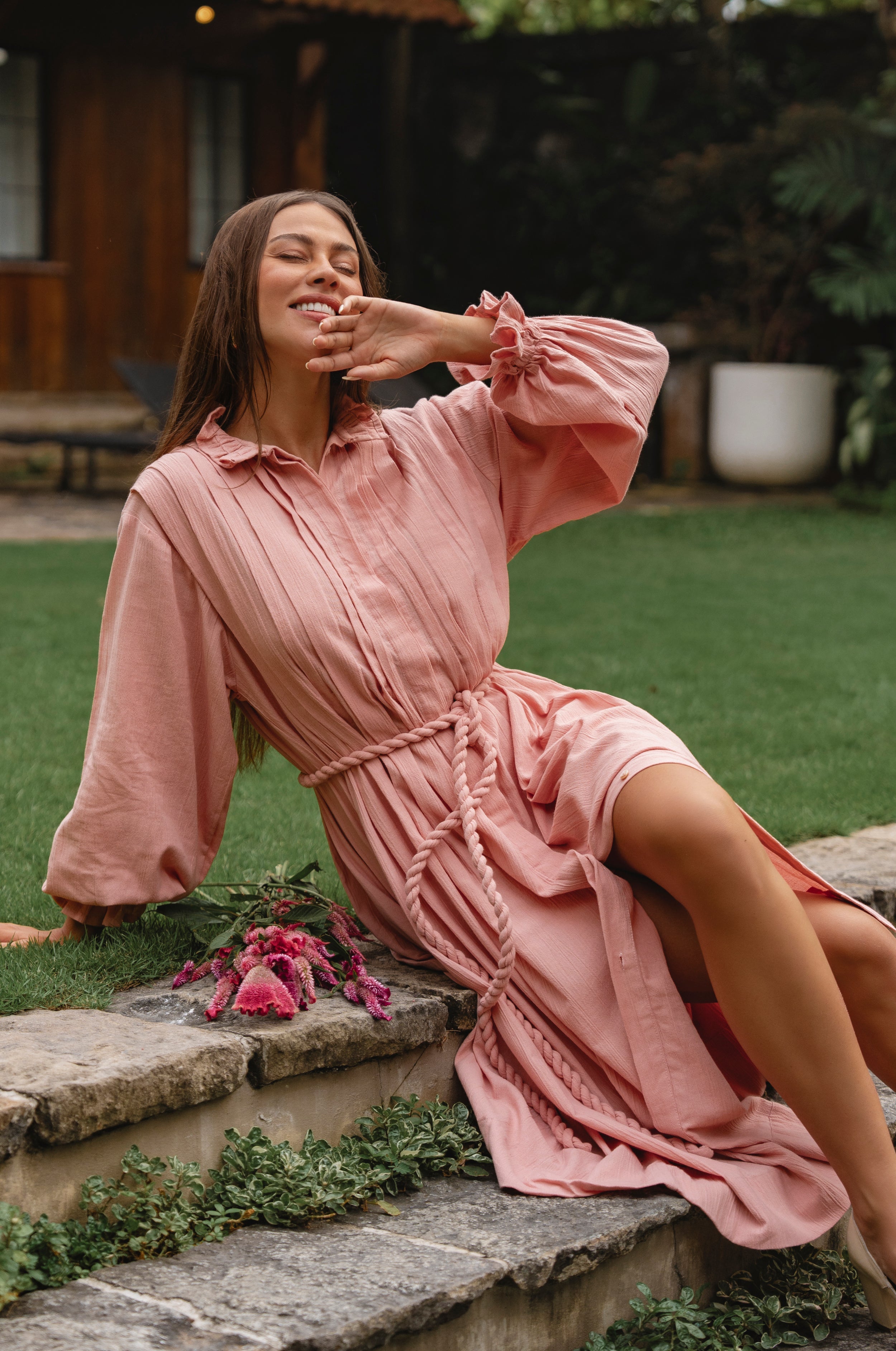 Yasmina Ruffle Linen Dress