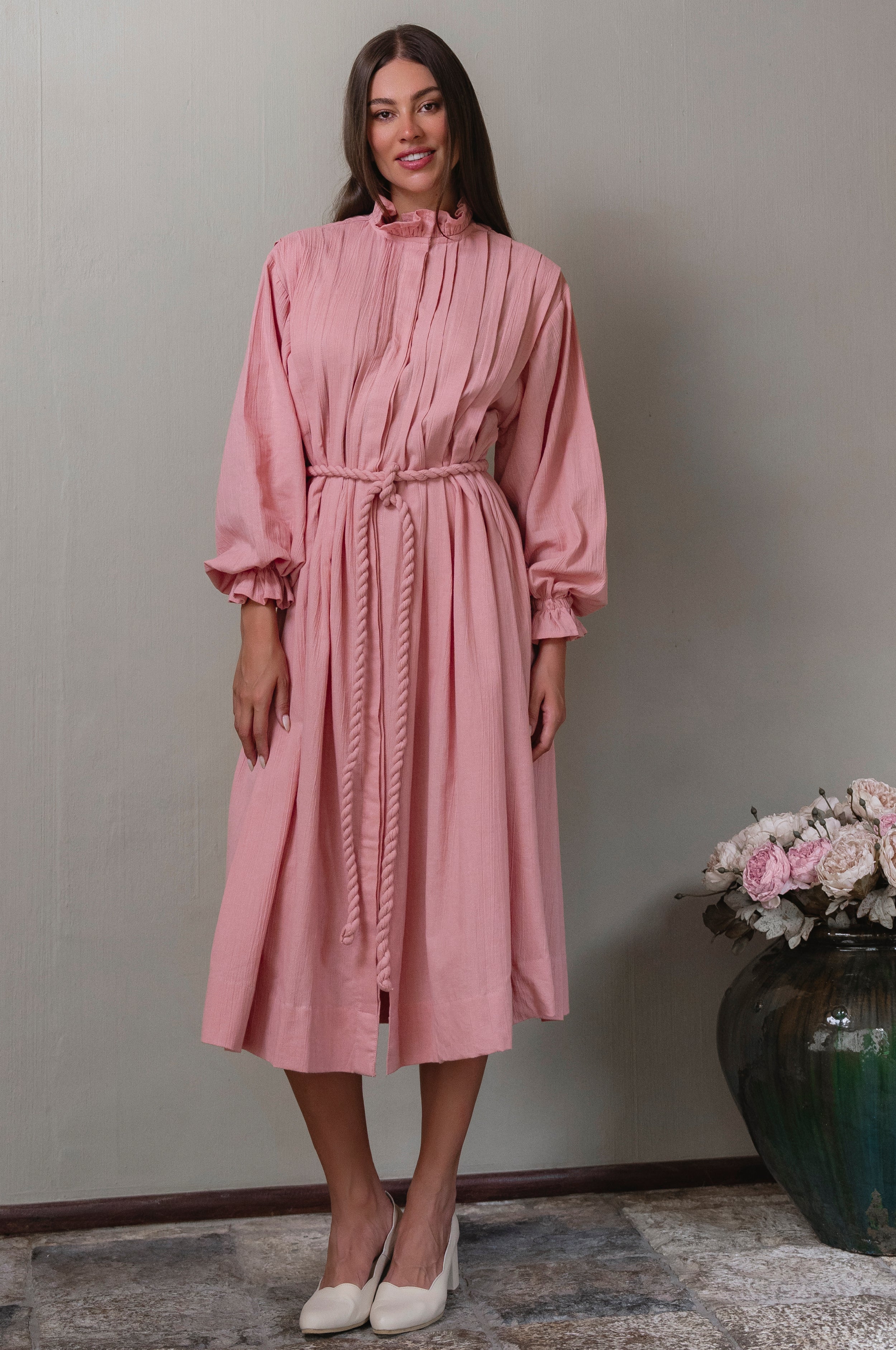 Yasmina Ruffle Linen Dress