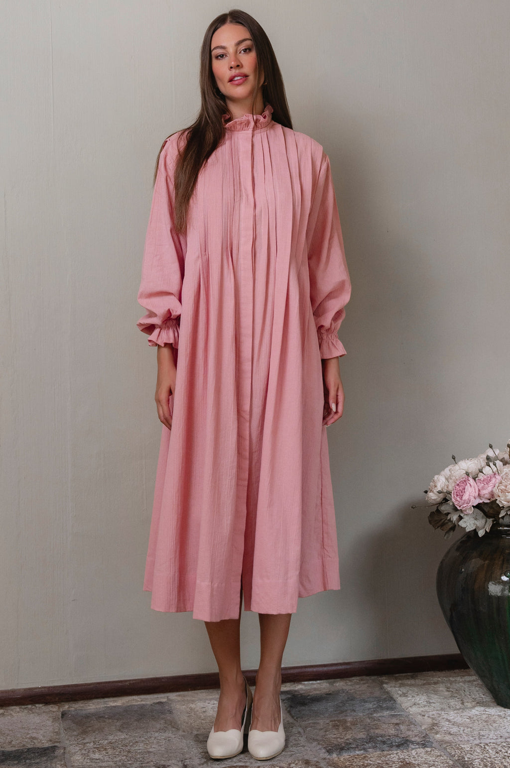 Yasmina Ruffle Linen Dress