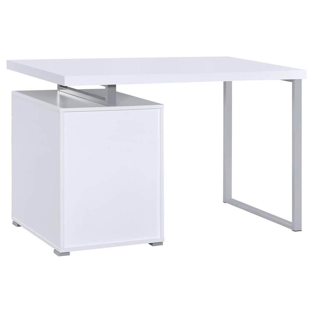 White 3-Drawer Reversible Office Desk