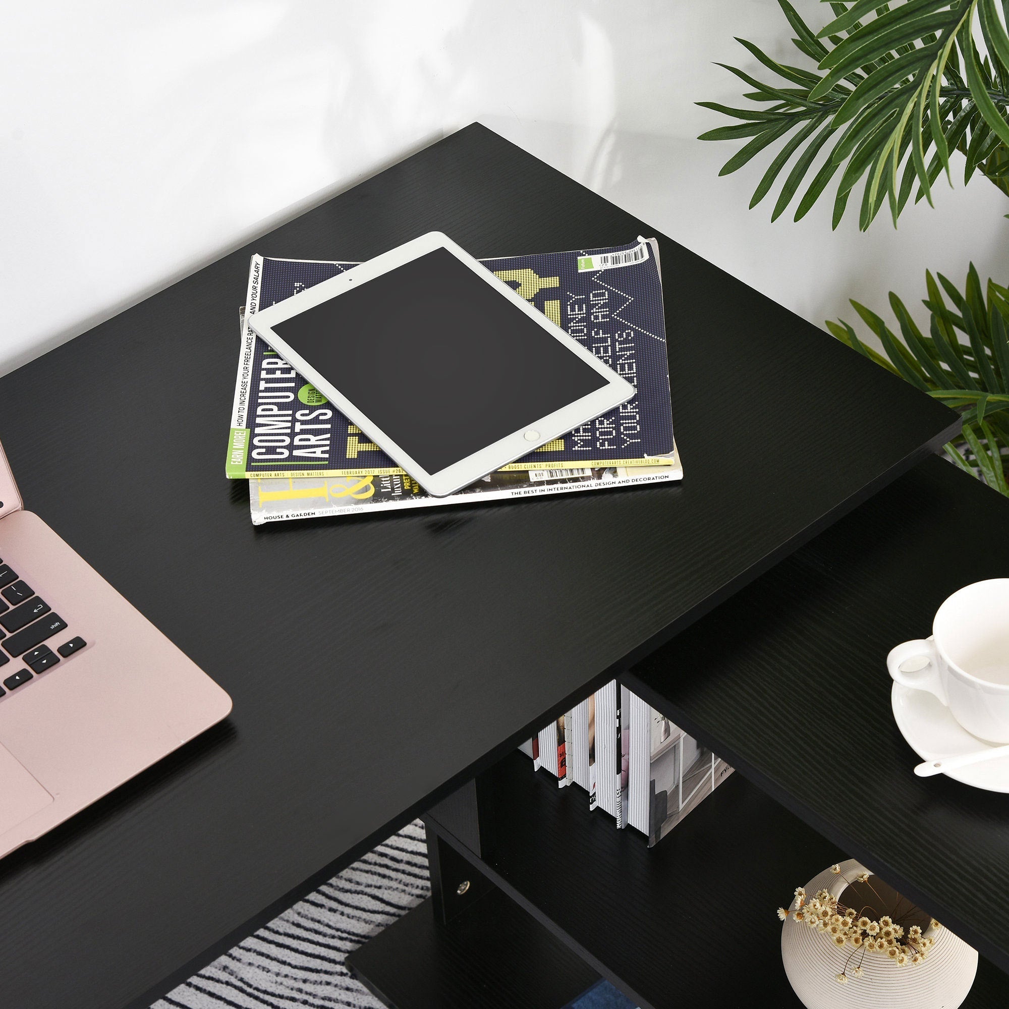 L Shaped 360 Degree Rotating Corner Desk
