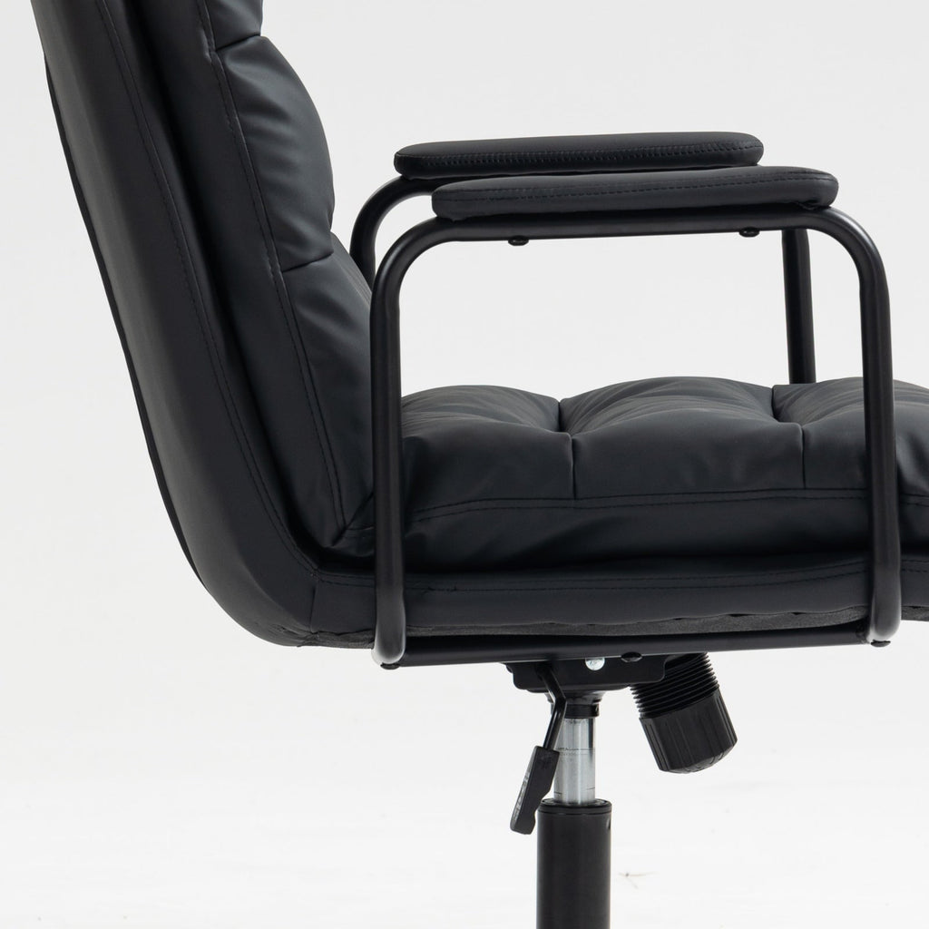 Mid Back Ergonomic PU Leather Rolling Swivel Chair