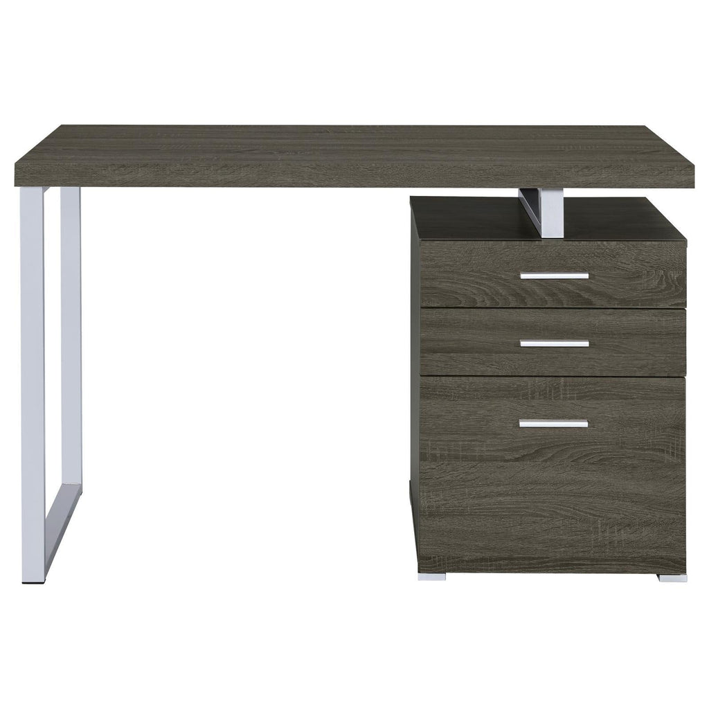Weathered Grey 3-Drawer Reversible Office Desk