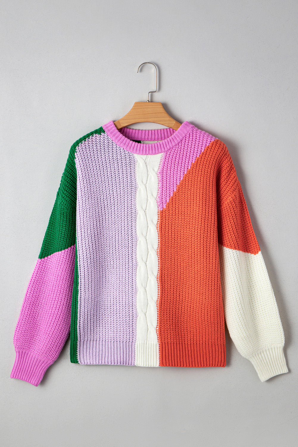 Hailey Textured Knit Drop Shoulder Loose Fit Sweater - Threaded Pear