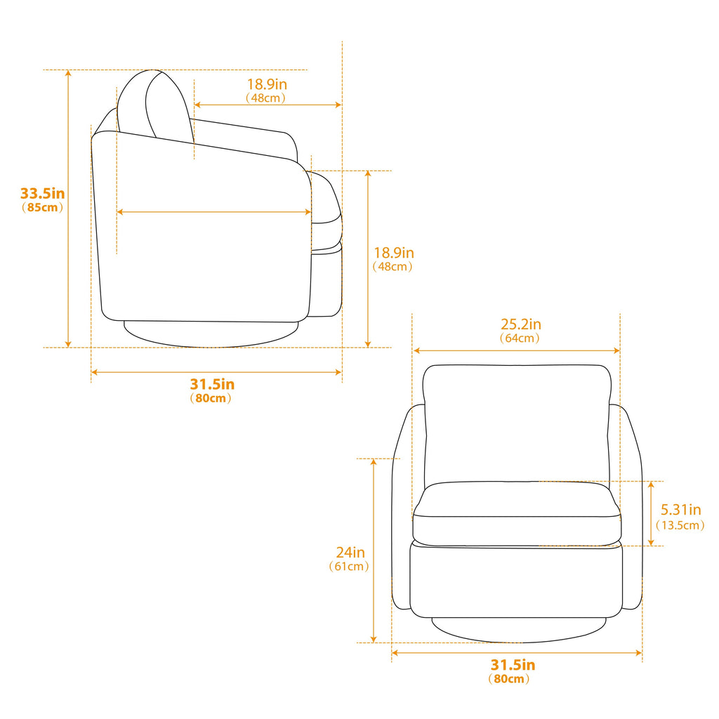 31.5"W  Comfy Round Swivel Accent Chair