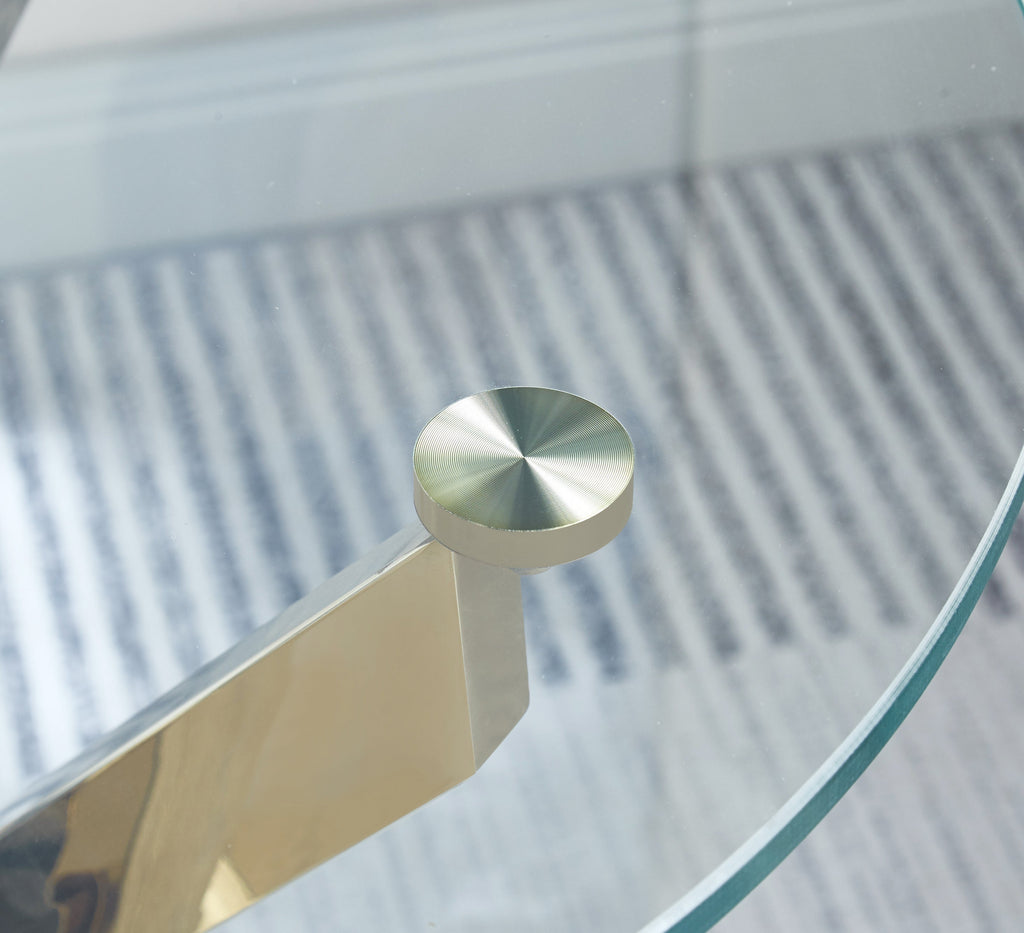 Modern Round Tempered Glass Coffee Table With Stainless Steel Legs