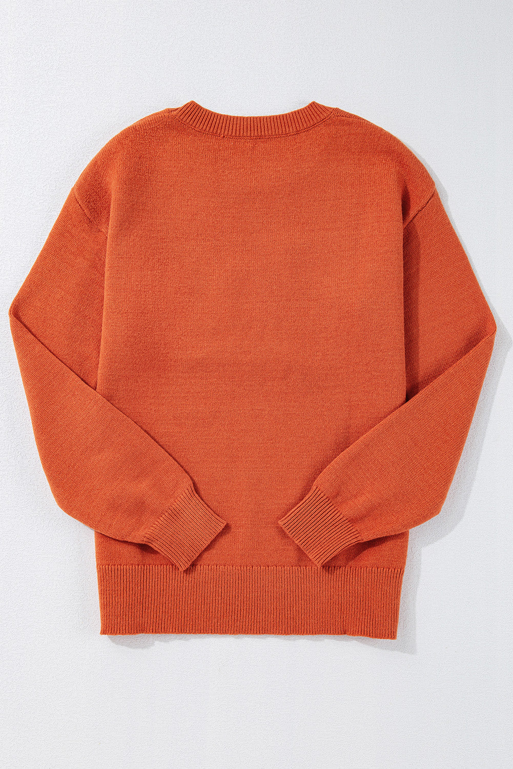 Boo Knitted Pattern Ribbed Edge Sweater - Threaded Pear