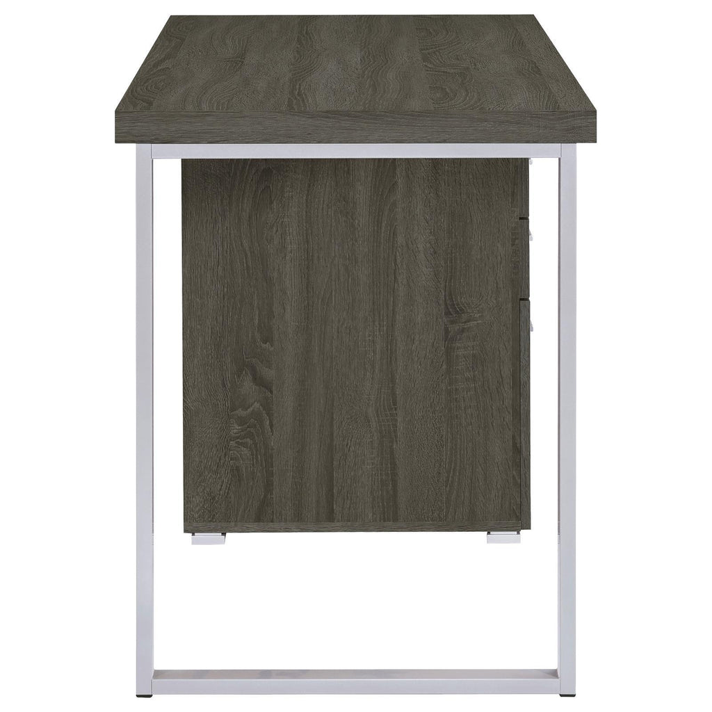Weathered Grey 3-Drawer Reversible Office Desk