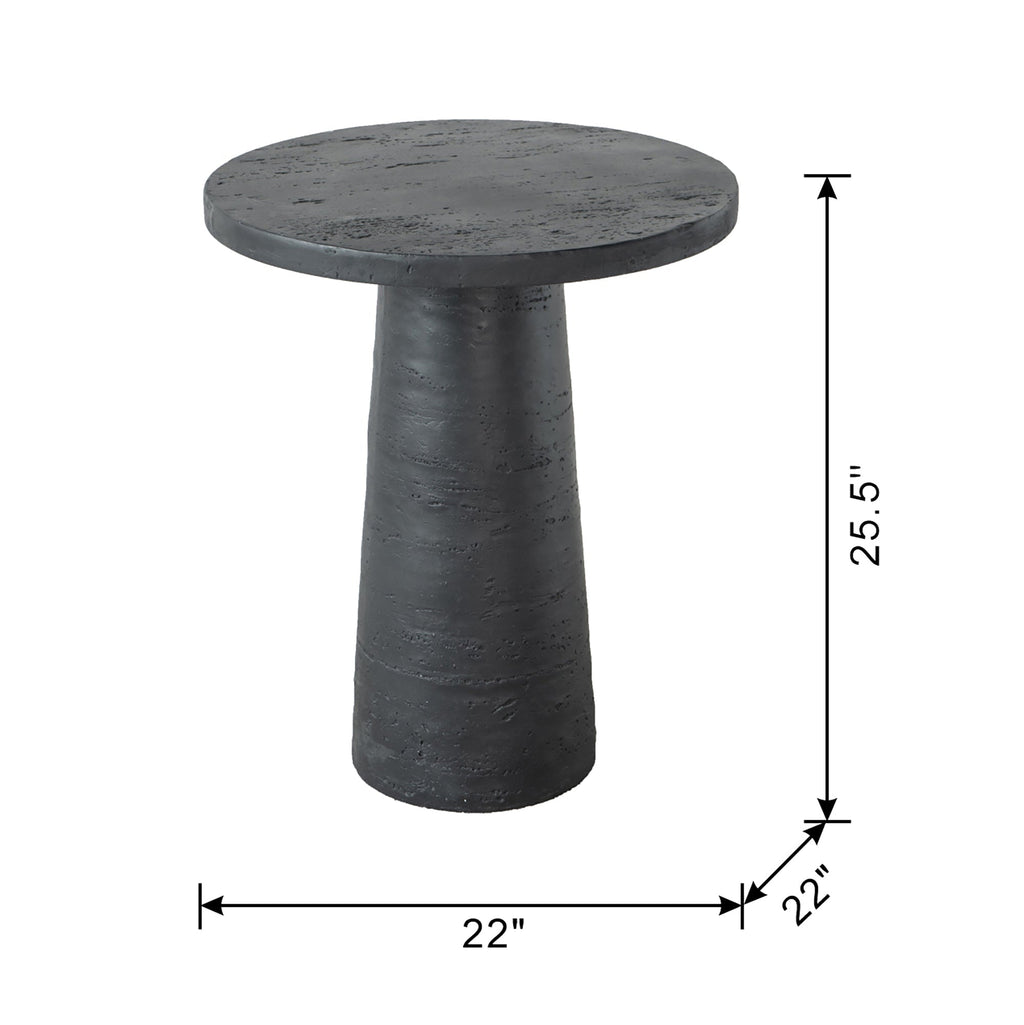 Black Round Side Table With Pedestal Base