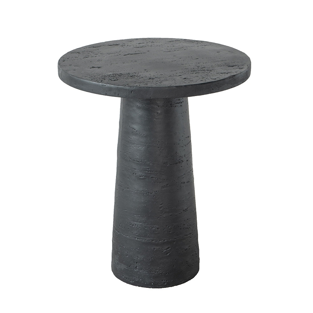 Black Round Side Table With Pedestal Base