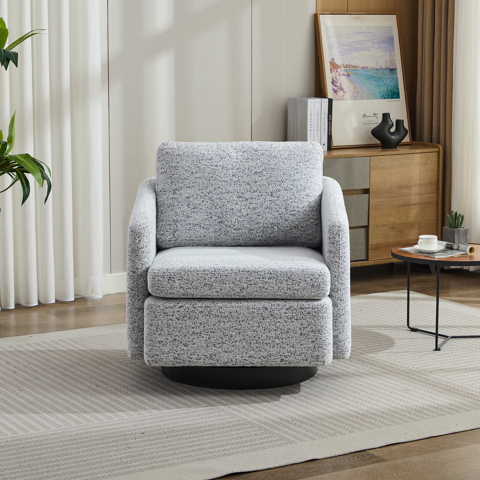 31.5"W  Comfy Round Swivel Accent Chair