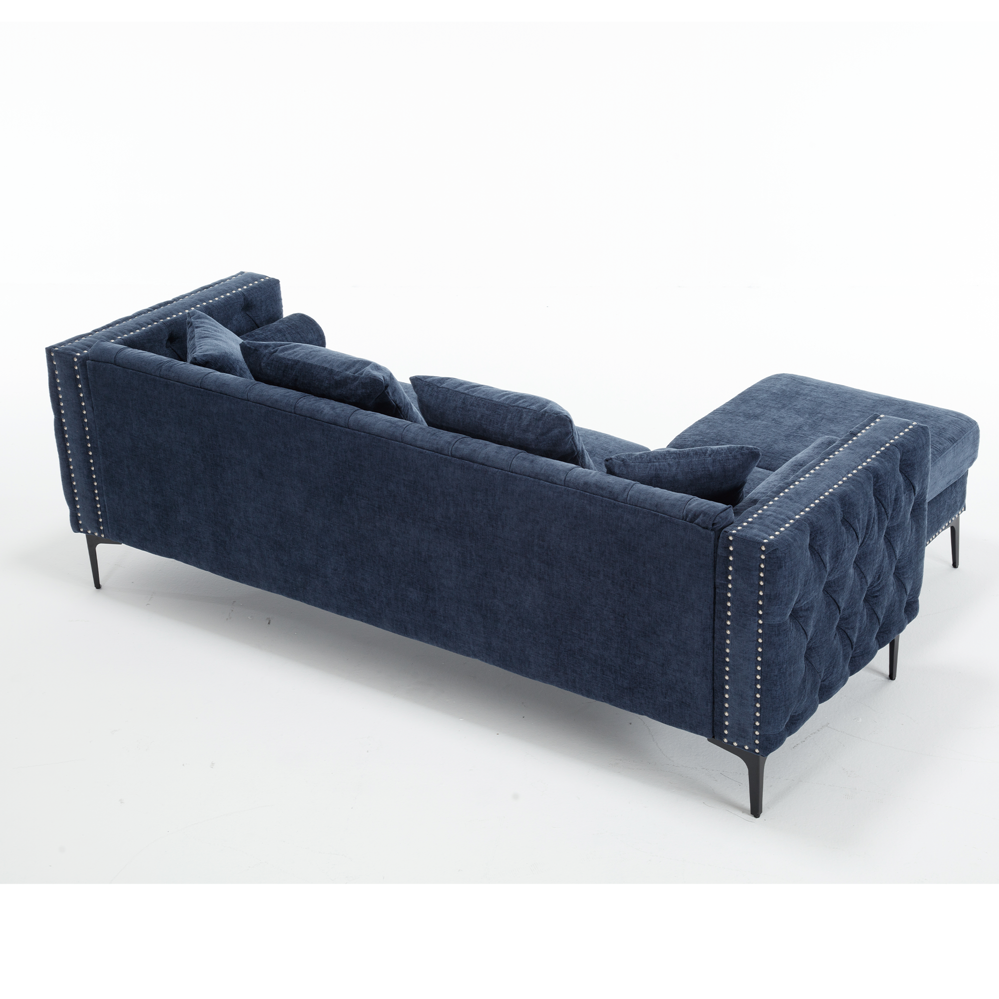 L Shaped Sectional Convertible Sofa With Storage Ottoman and Modern Tufted Style