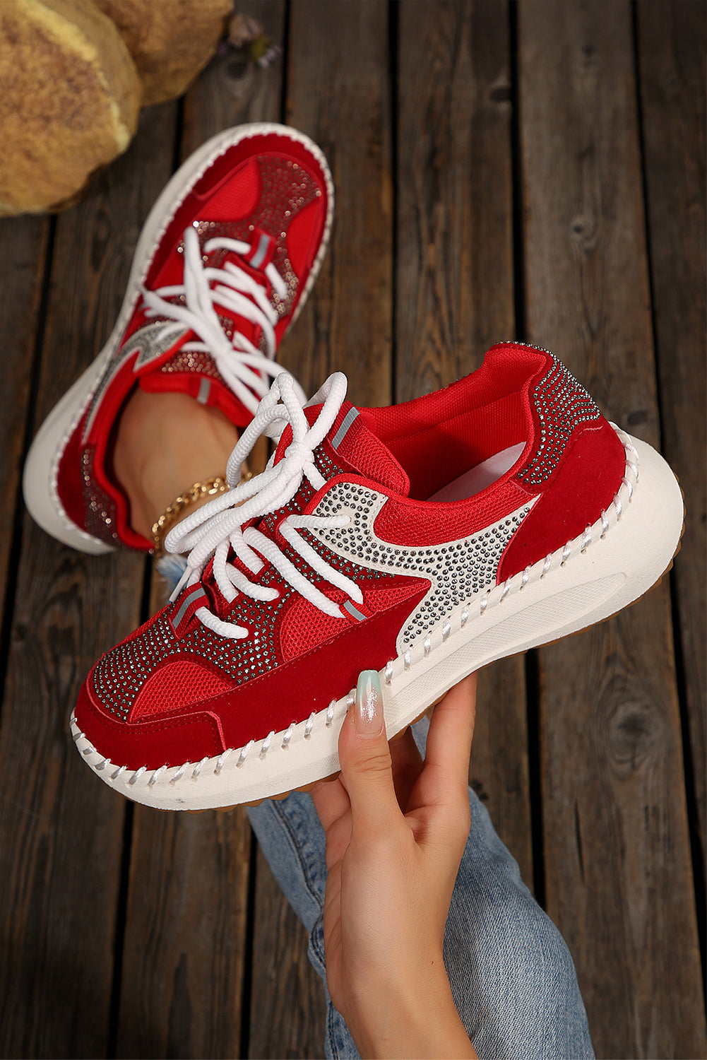 Abigail Lace Up Breathable Sneakers by Threaded Pear