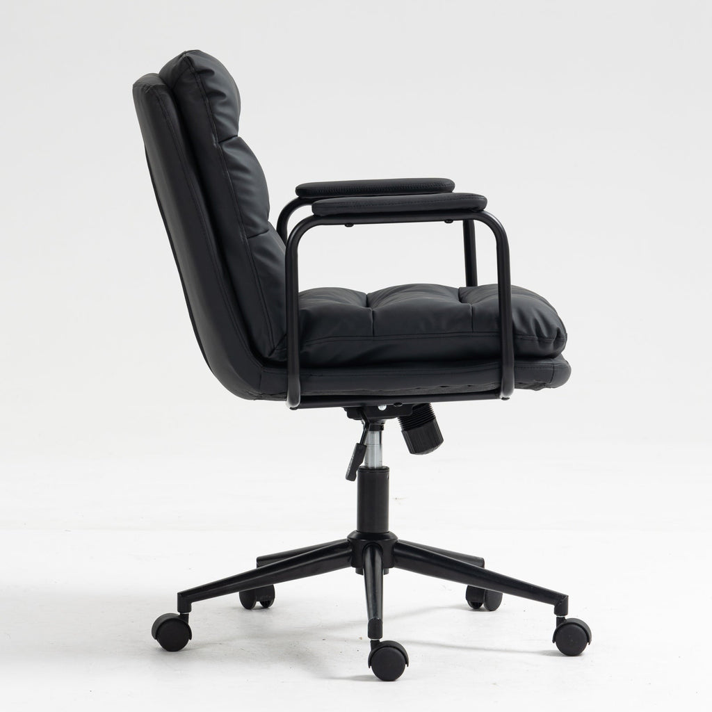 Mid Back Ergonomic PU Leather Rolling Swivel Chair