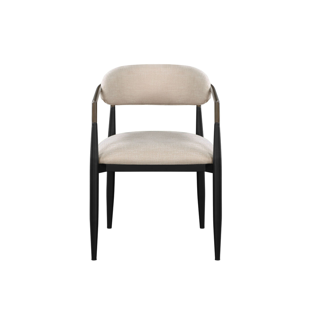 Set of 2 Beige and Black Armchair With Open Back