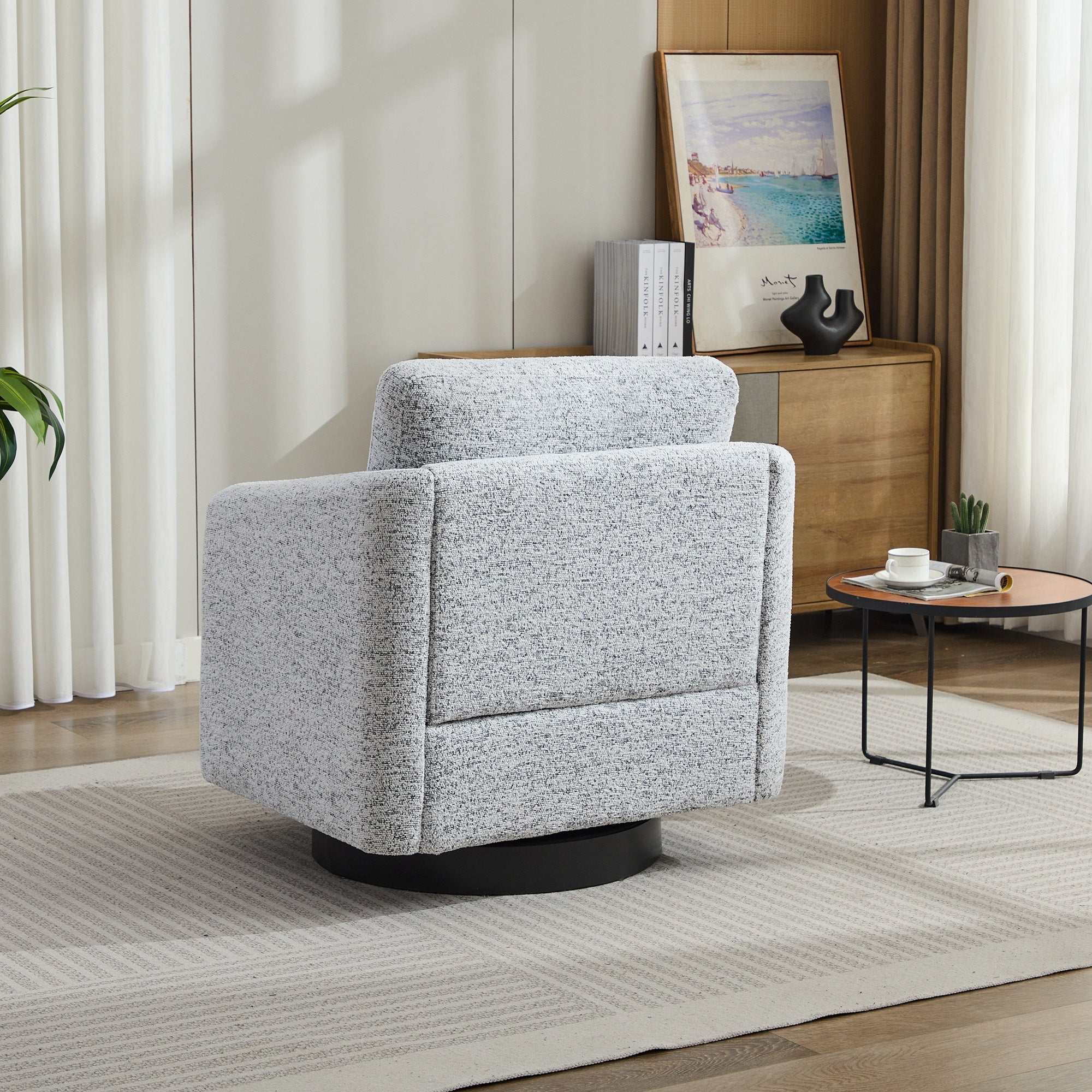 31.5"W  Comfy Round Swivel Accent Chair