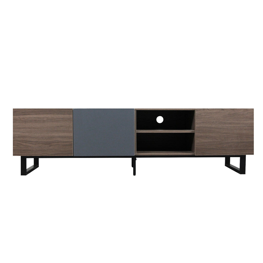 Modern TV Stand With 3 Cabinets & Open Shelves