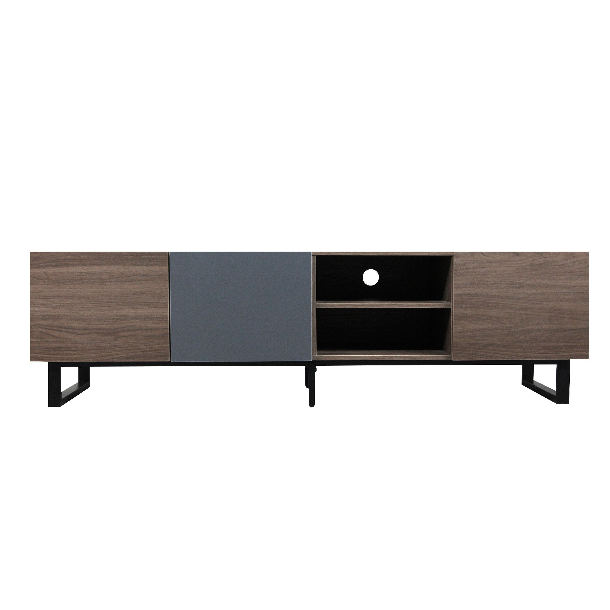 Modern TV Stand With 3 Cabinets & Open Shelves
