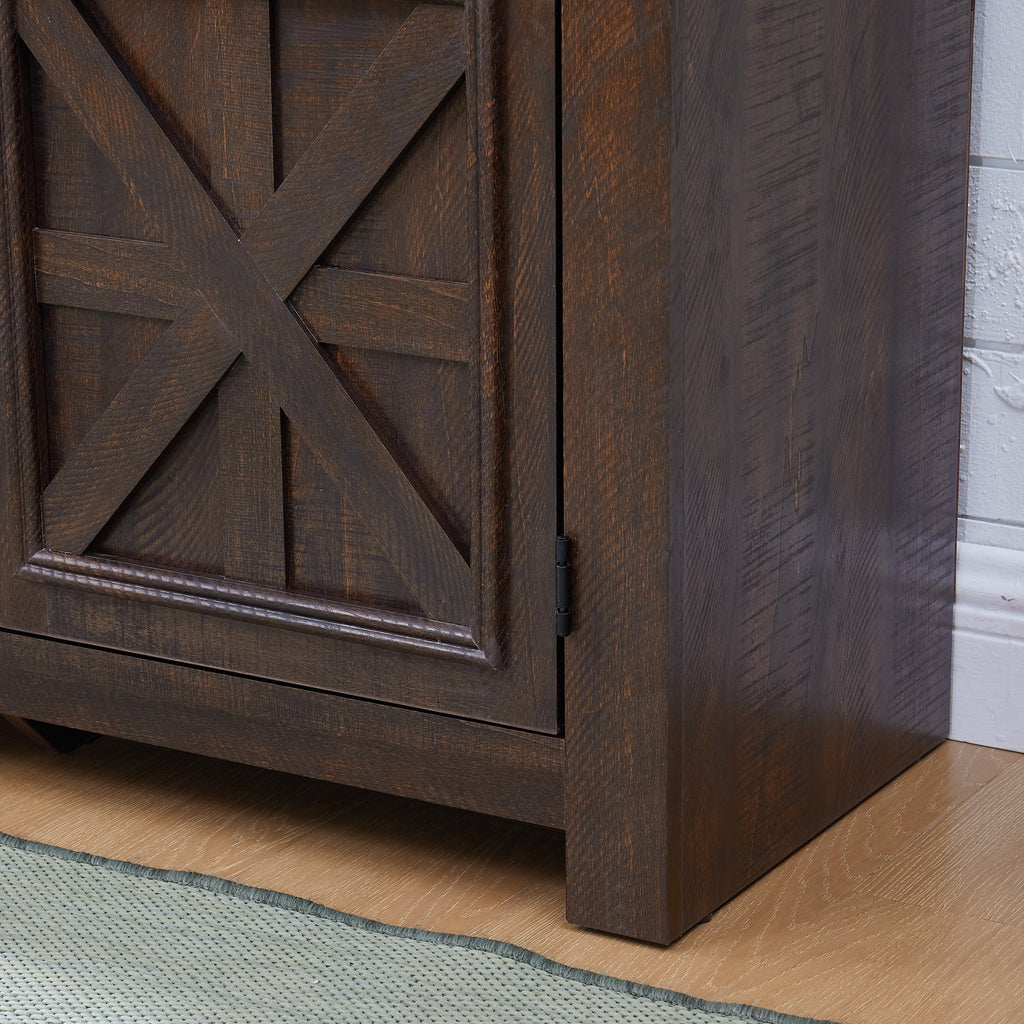2 Doors Cabinet Farmhouse TV Stand With 18' Fireplace Insert