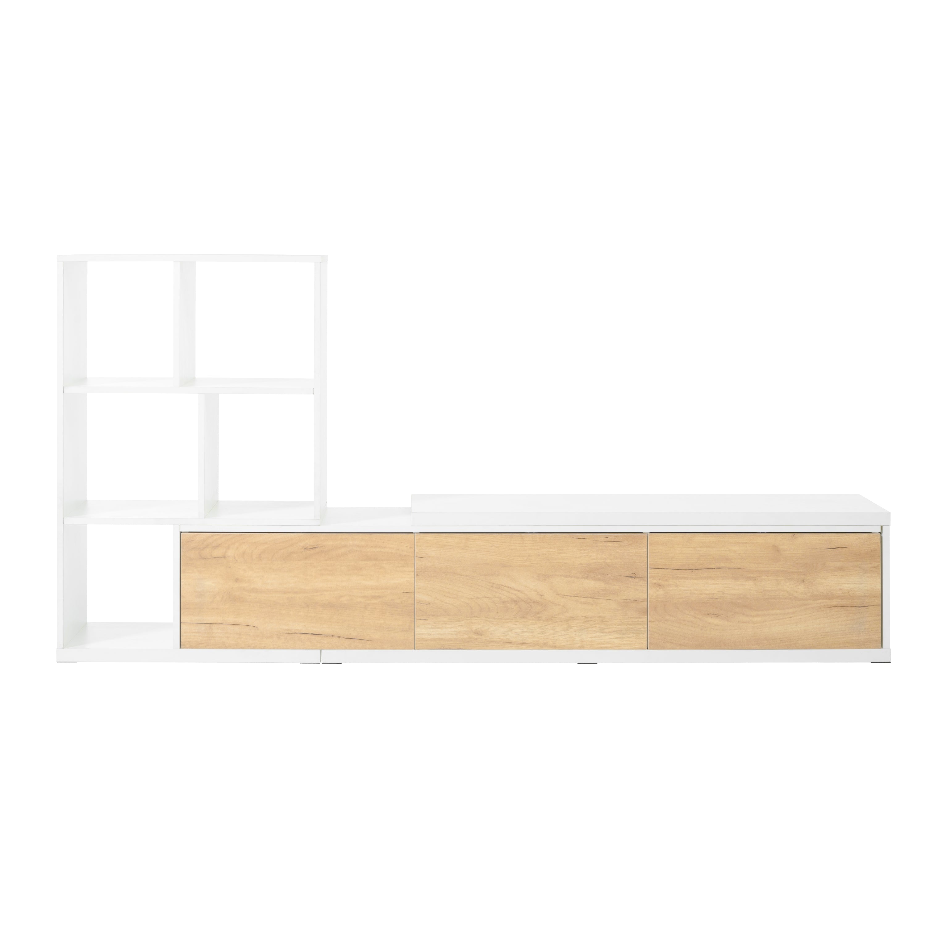 Extendable TV Stand With 3 Tier Bookshelves