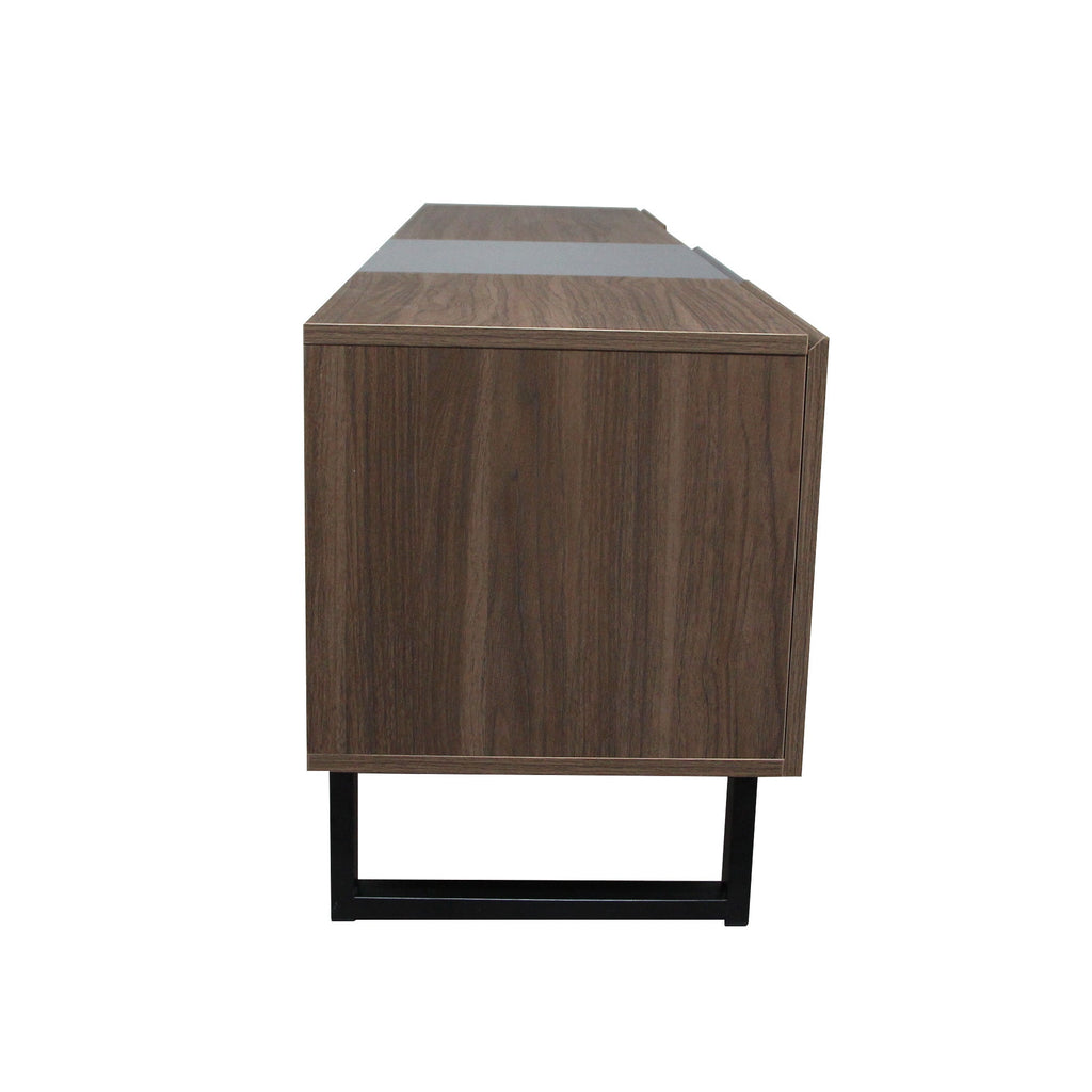 Modern TV Stand With 3 Cabinets & Open Shelves