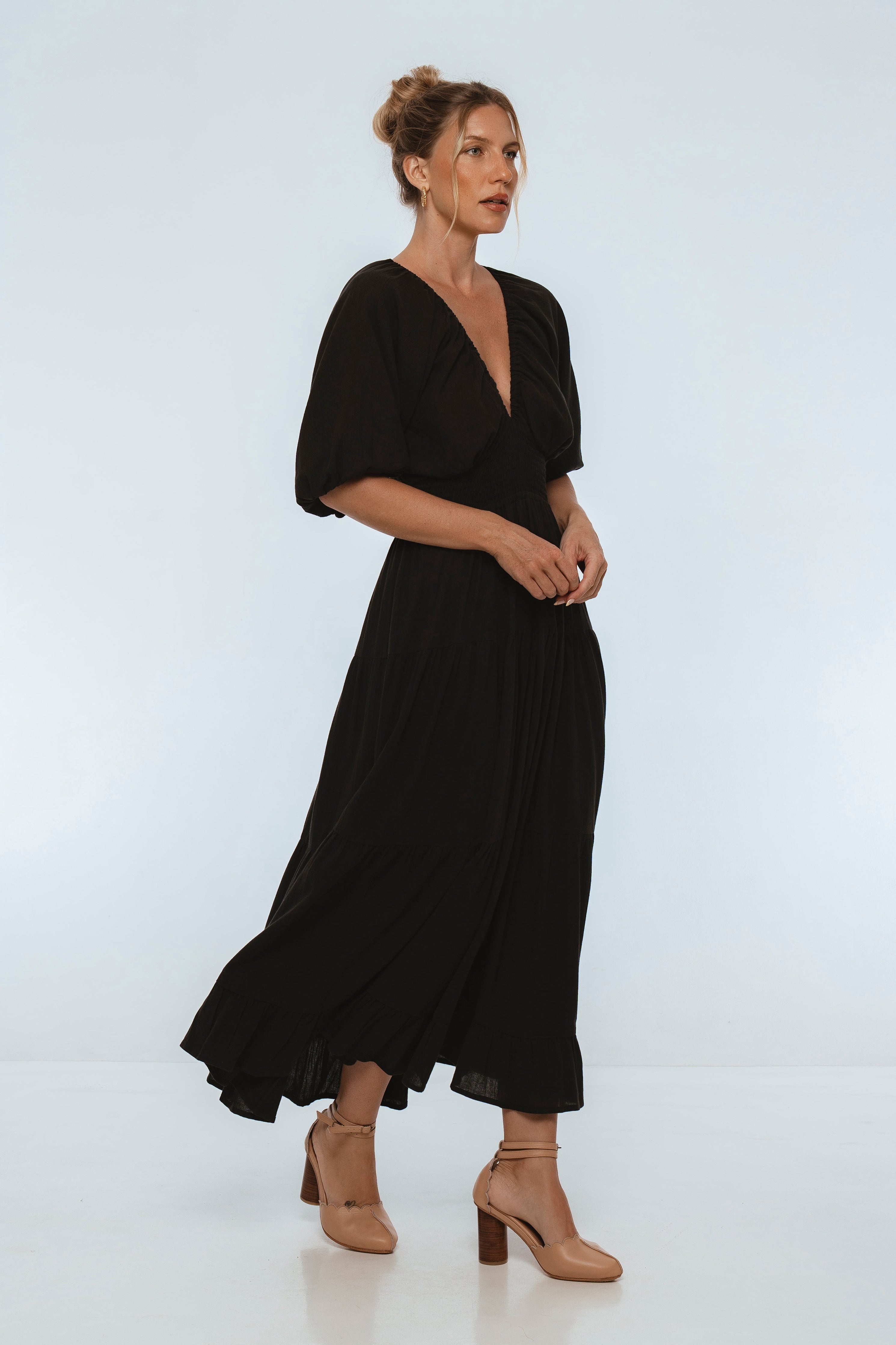 Lucienne Smocked Linen Maxi Dress