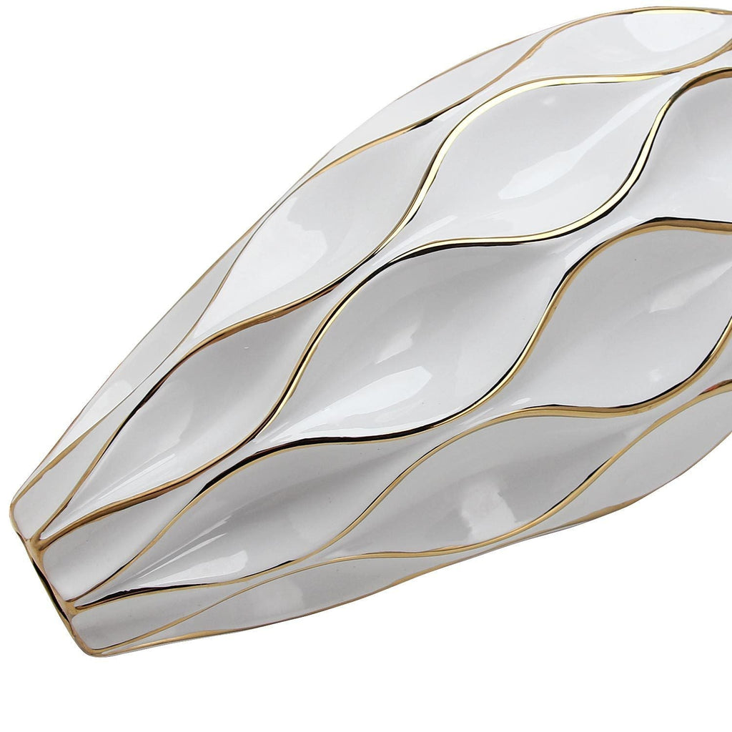 Elegant White Ceramic Vase With Gold Accents