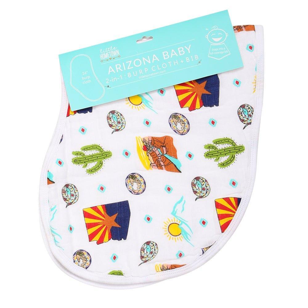 Baby Burp Cloth & Bib Combo:  Arizona