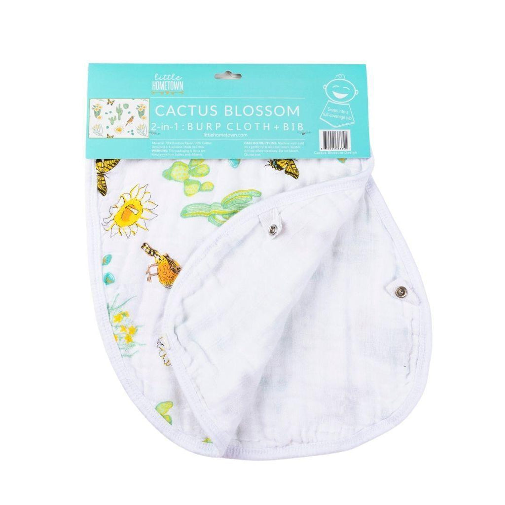Baby Burp Cloth & Bib Combo: Cactus Blossom