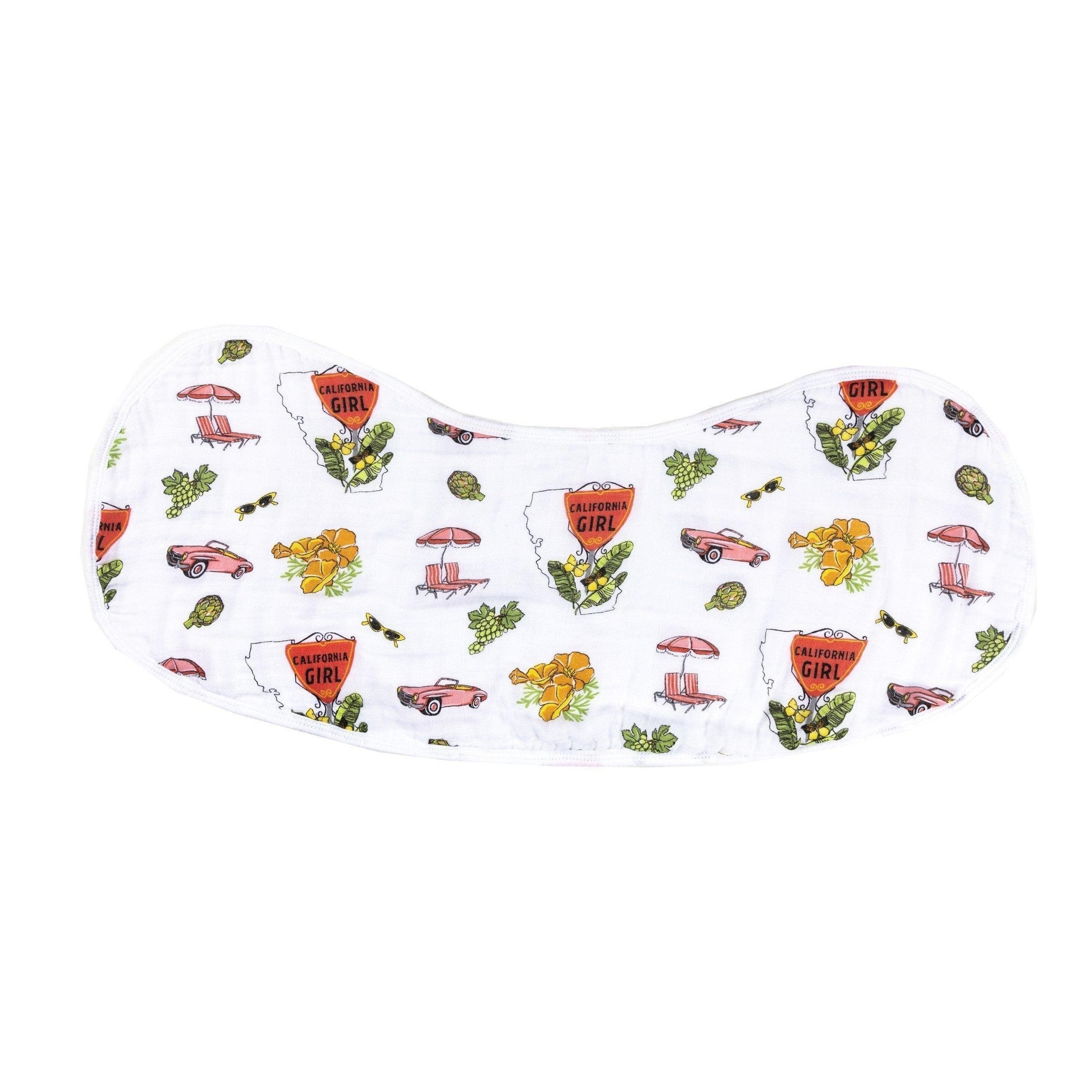 Baby Burp Cloth & Bib Combo: California Girl