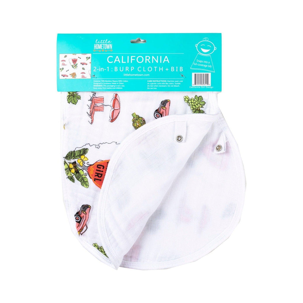 Baby Burp Cloth & Bib Combo: California Girl