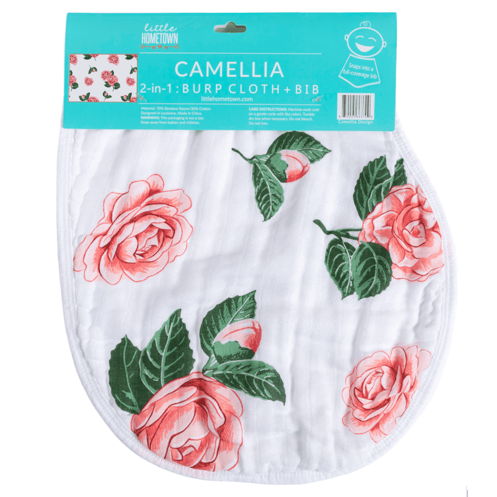 Baby Burp Cloth & Bib Combo: Camellia