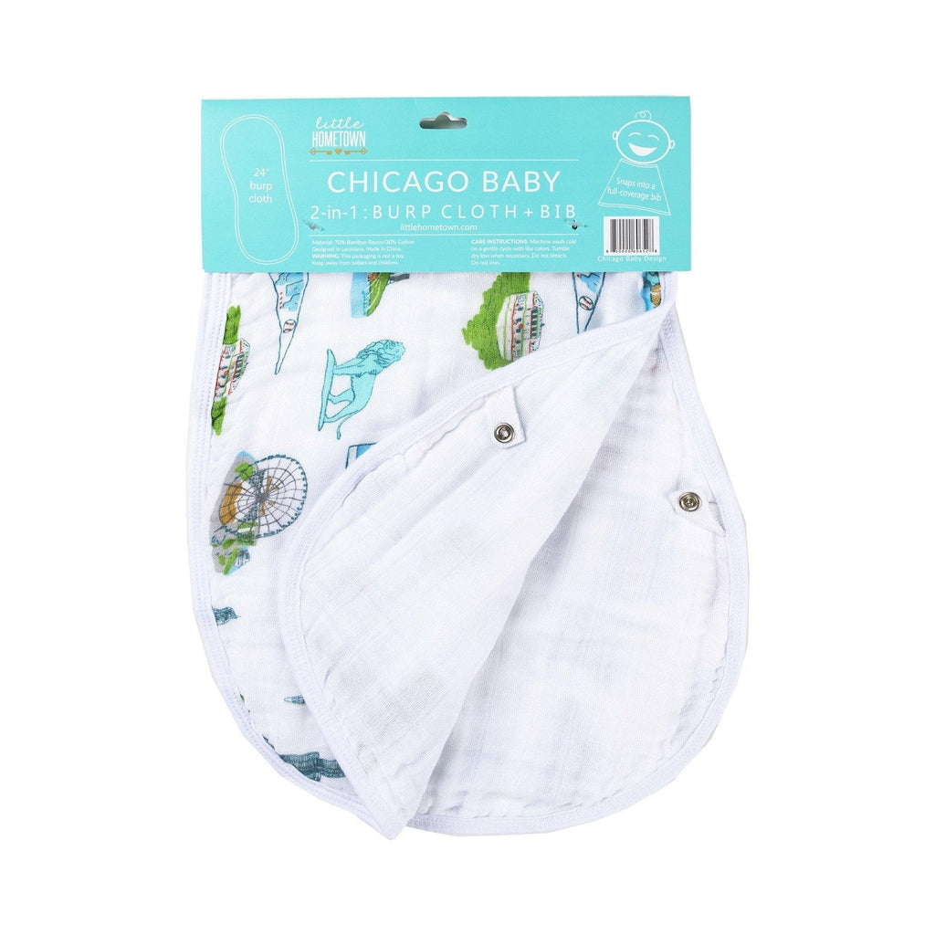 Baby Burp Cloth & Bib Combo: Chicago Baby
