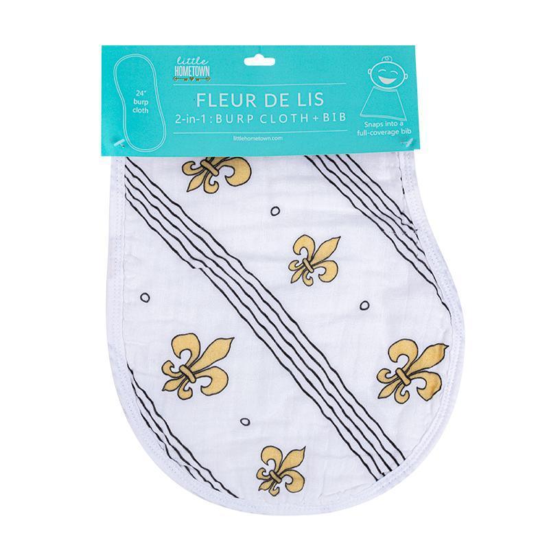Baby Burp Cloth & Bib Combo: Fleur De Lis