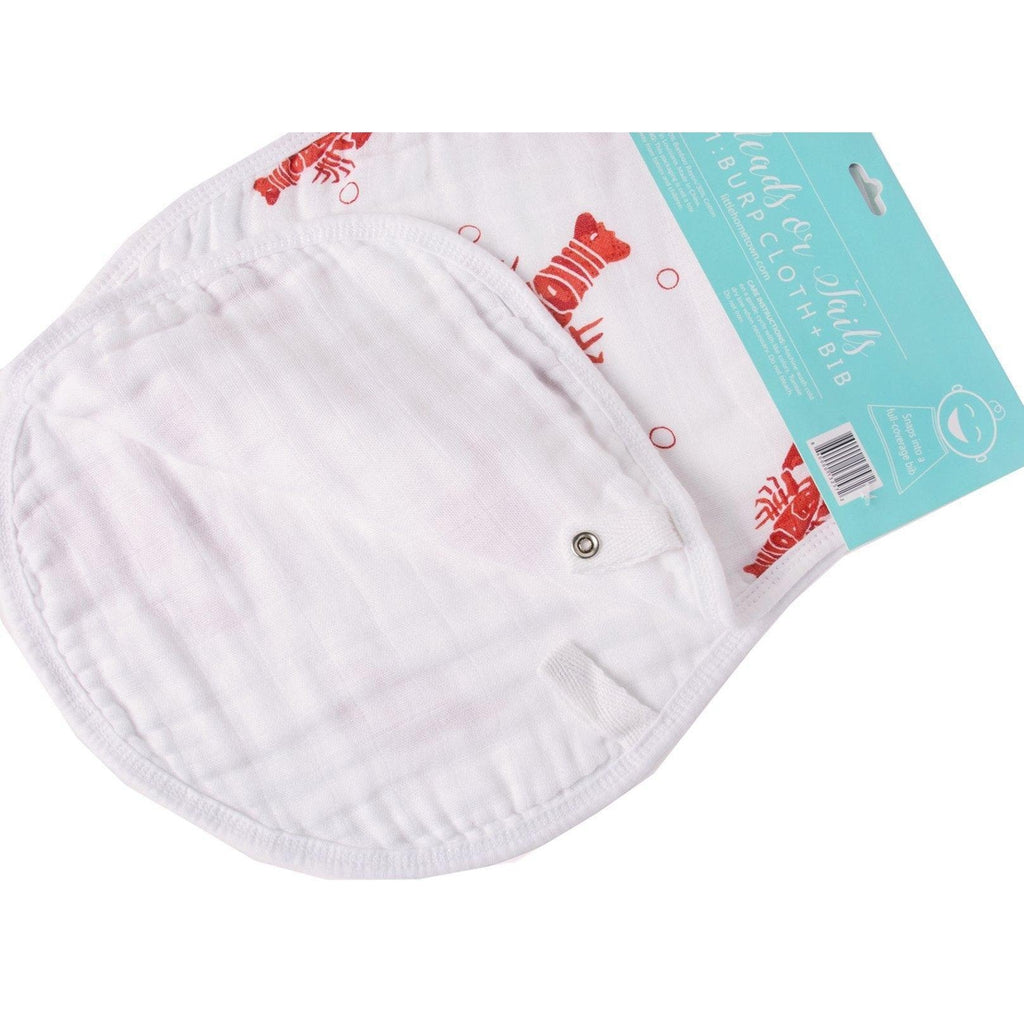Baby Burp Cloth & Bib Combo Heads Tails Crawfish Lobster