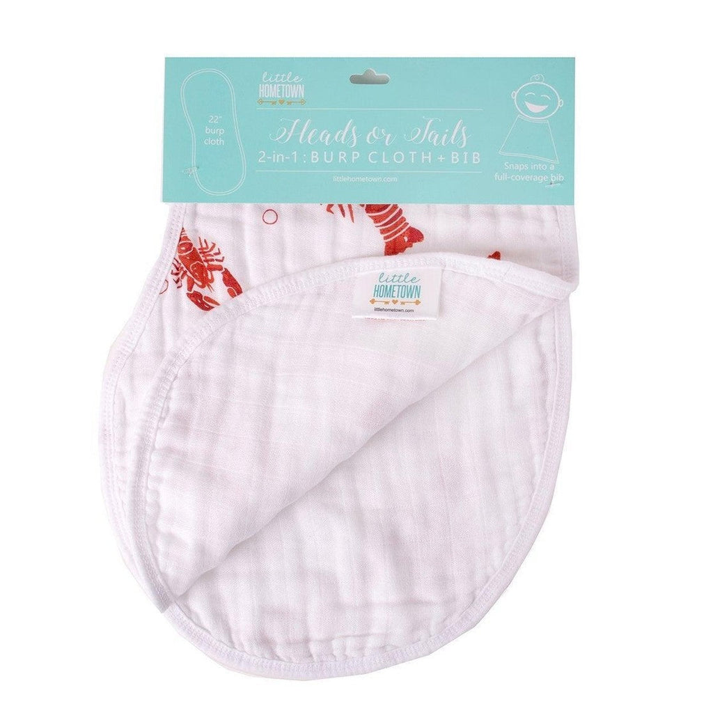 Baby Burp Cloth & Bib Combo Heads Tails Crawfish Lobster