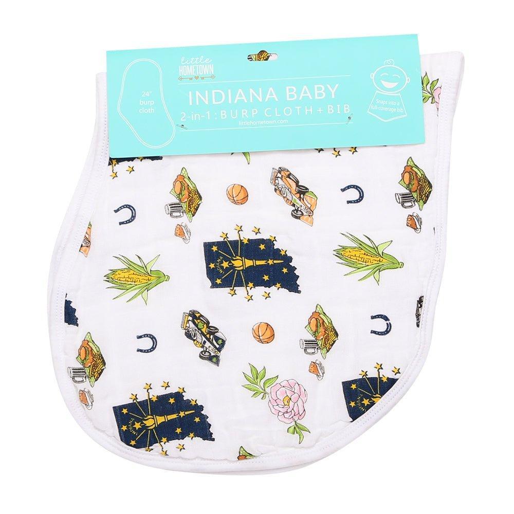 Baby Burp Cloth & Bib Combo: Indiana