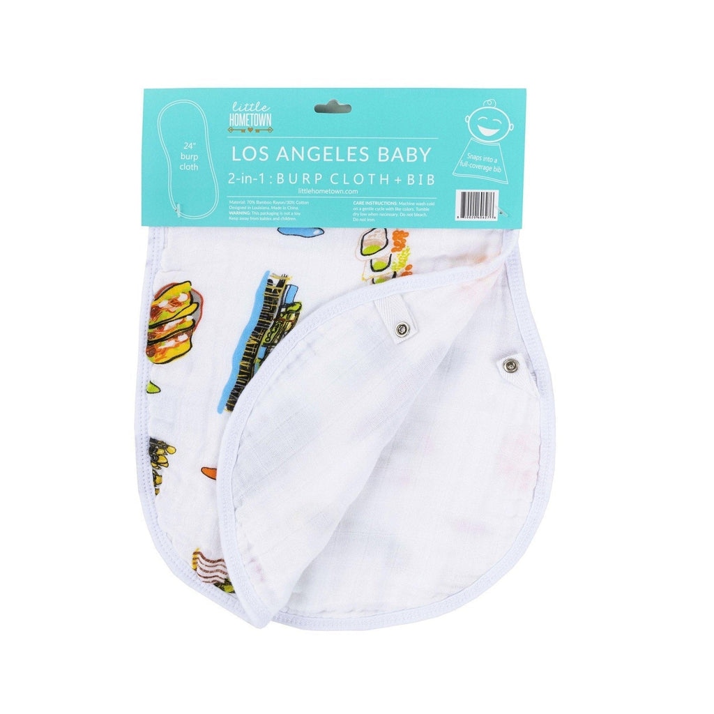 Baby Burp Cloth & Bib Combo: Los Angeles Baby