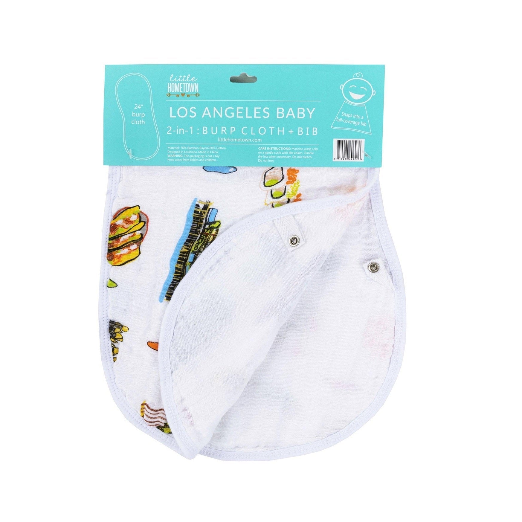 Baby Burp Cloth & Bib Combo: Los Angeles Baby