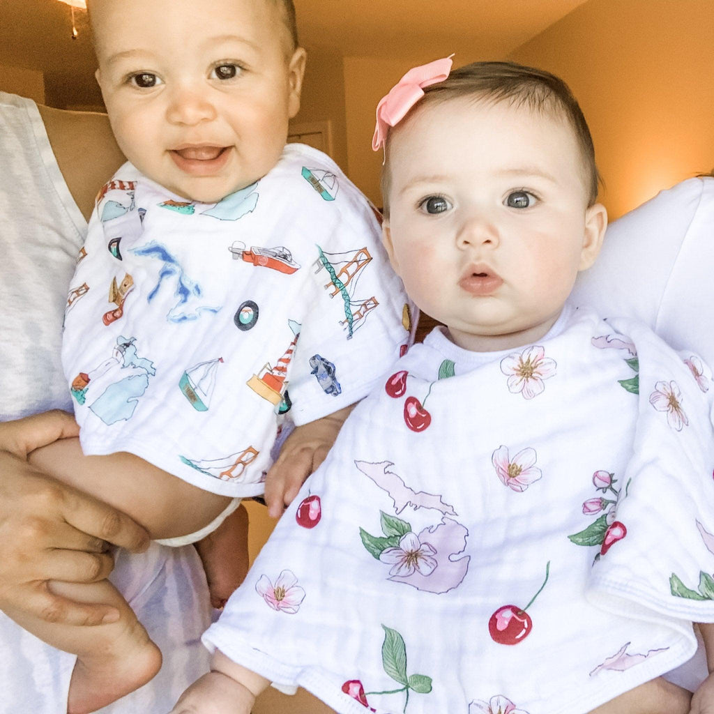 Baby Burp Cloth & Bib Combo: Michigan Baby (Floral)