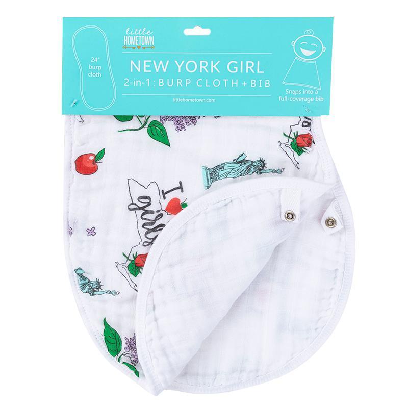 Baby Burp Cloth & Bib Combo:  New York Girl