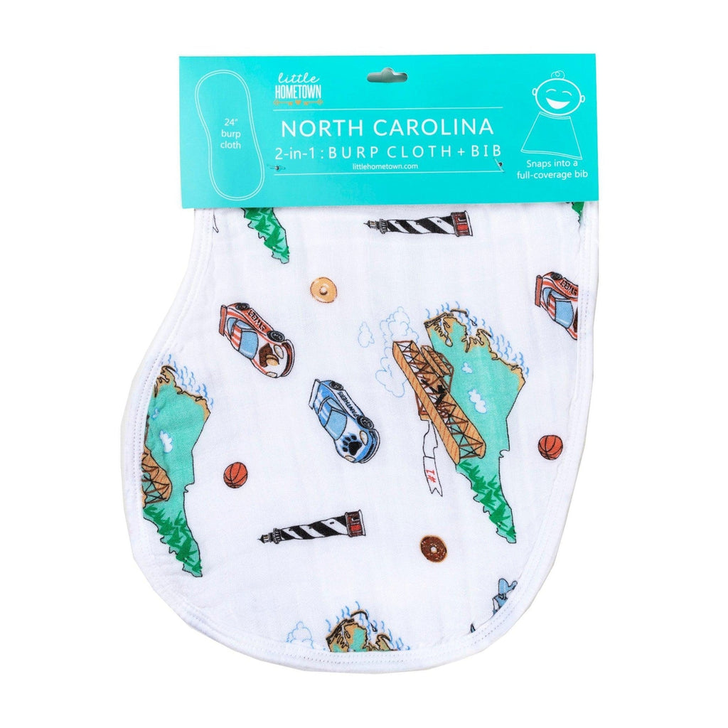 Baby Burp Cloth & Bib Combo: North Carolina Baby