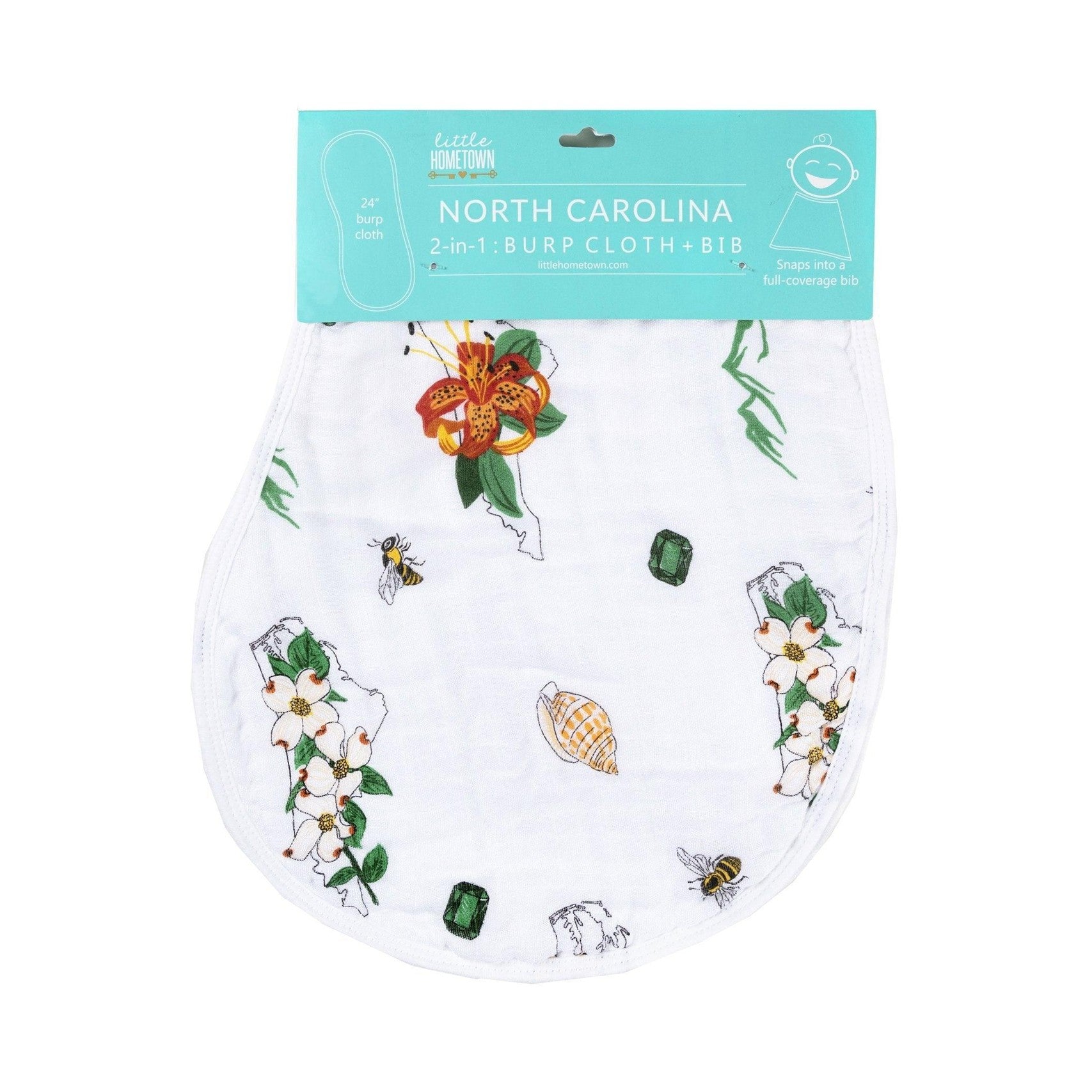 Baby Burp Cloth & Bib Combo: North Carolina (Floral)