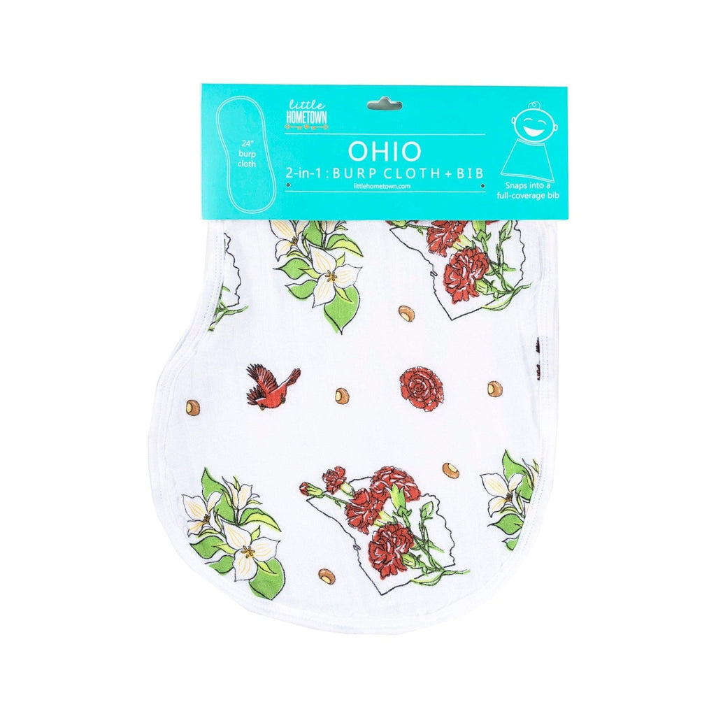 Baby Burp Cloth & Bib Combo Ohio Baby (Floral)