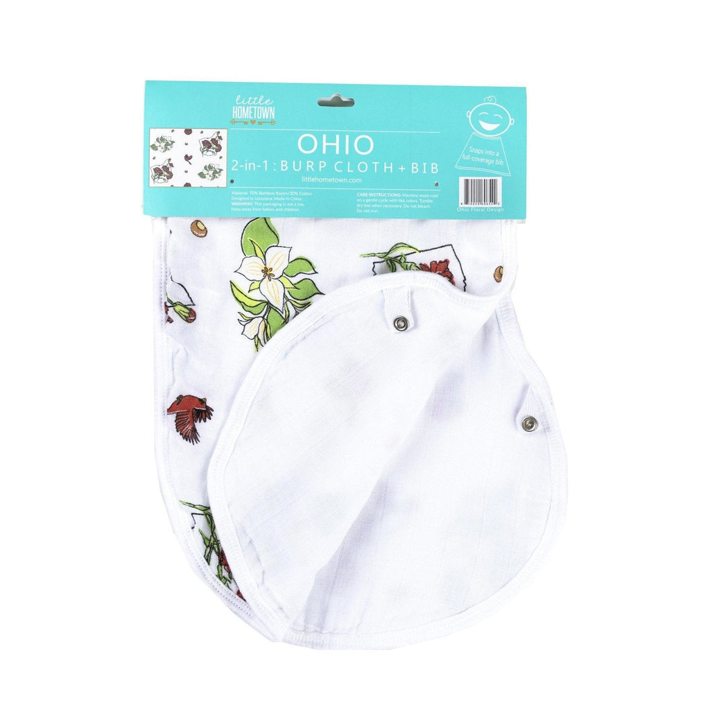 Baby Burp Cloth & Bib Combo Ohio Baby (Floral)