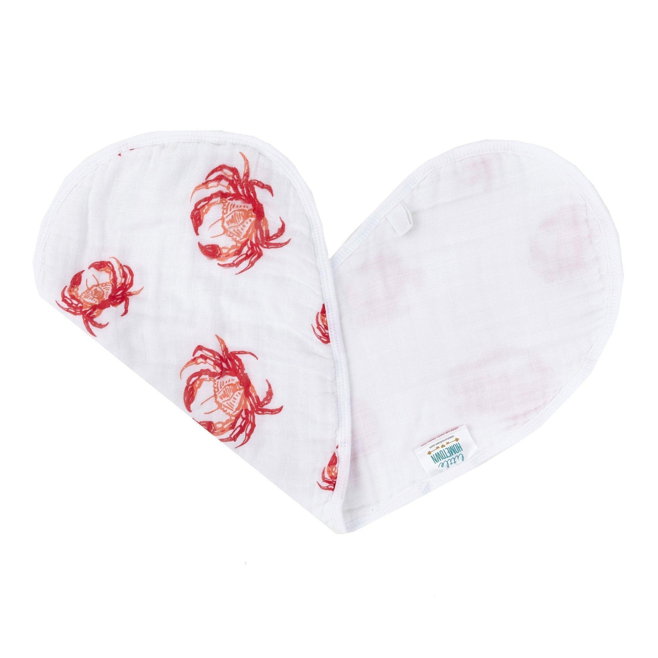 Baby Burp Cloth & Bib Combo: Pink Crab