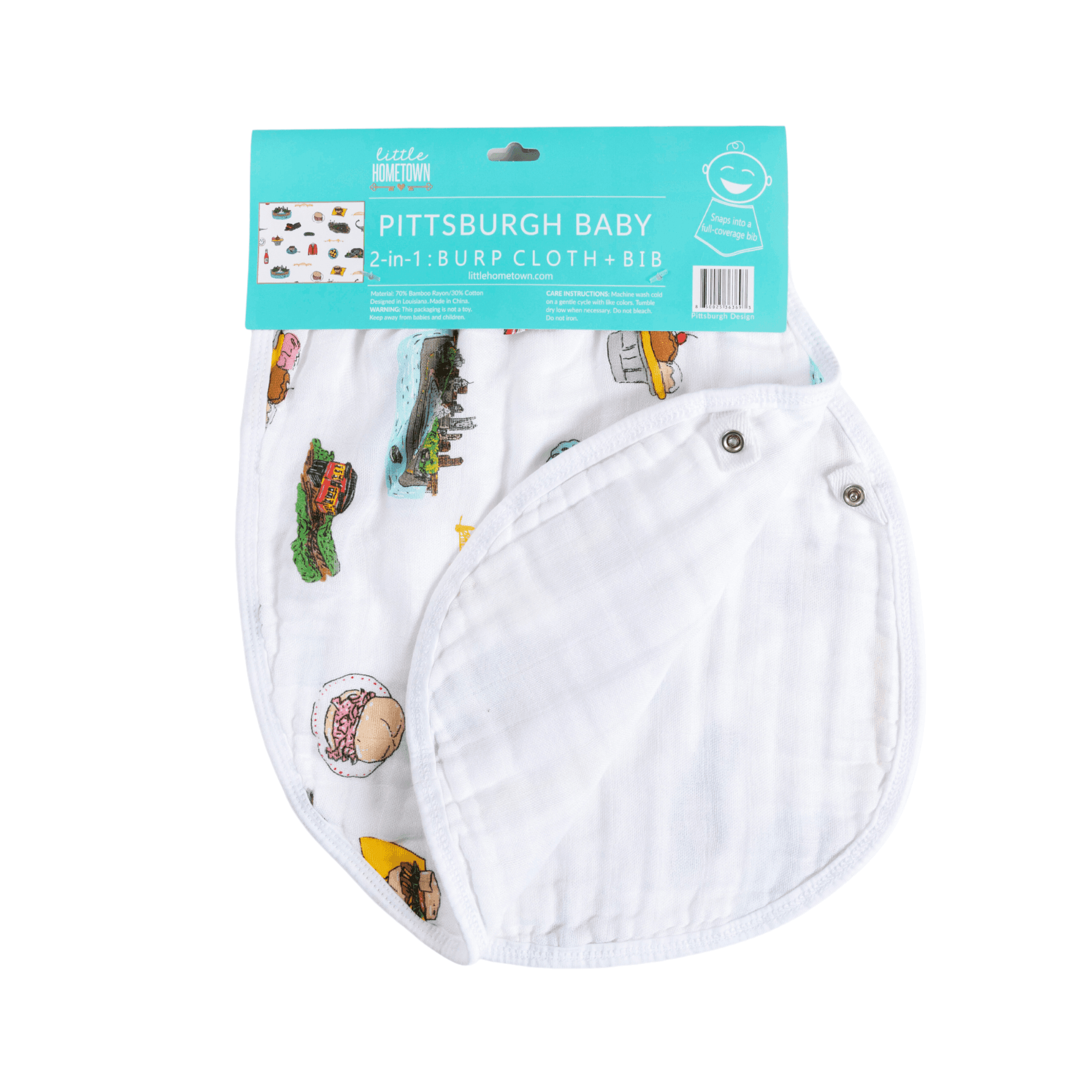 Baby Burp Cloth & Bib Combo:  Pittsburgh