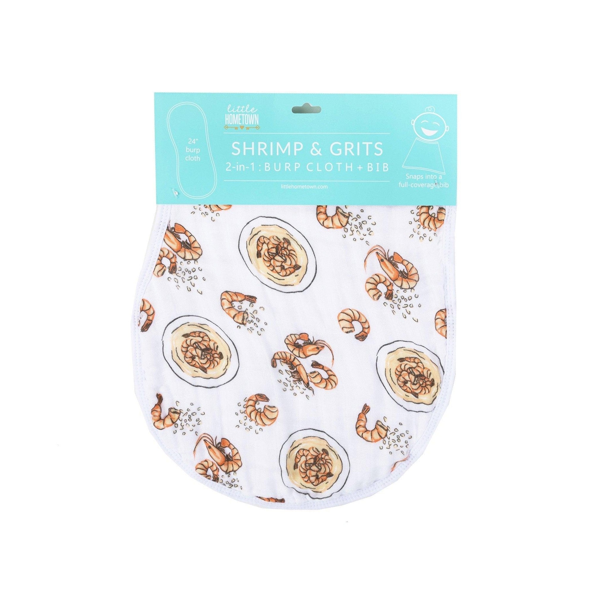 Baby Burp Cloth & Bib Combo (Shrimp and Grits)