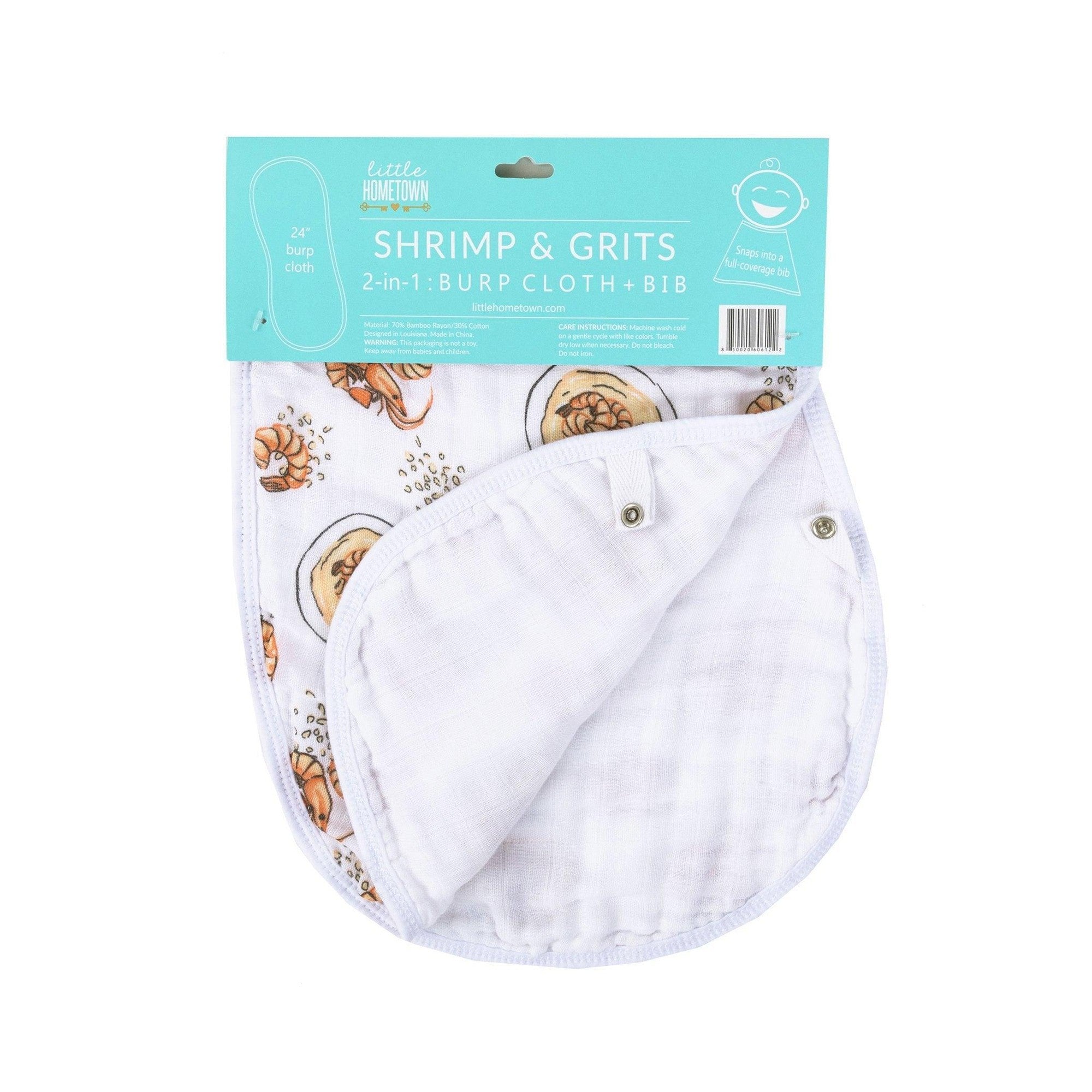 Baby Burp Cloth & Bib Combo (Shrimp and Grits)