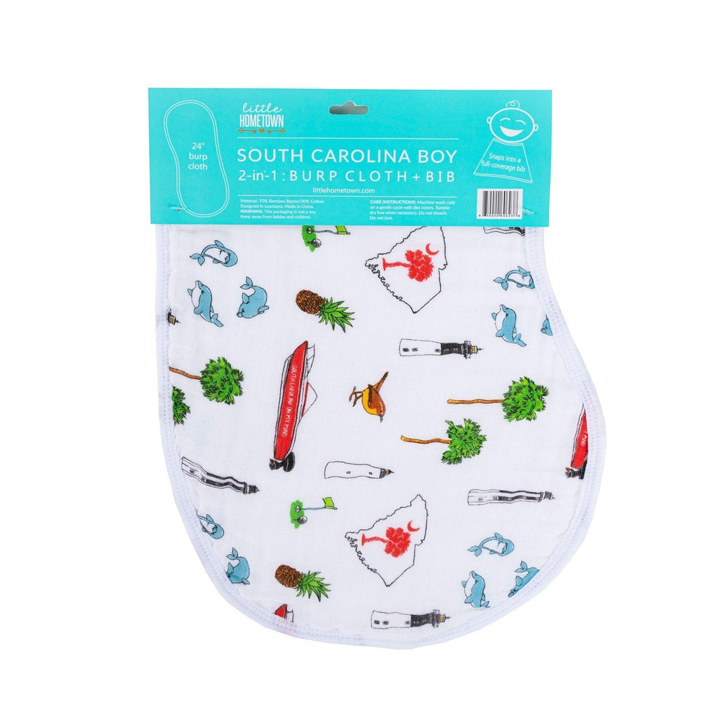 Baby Burp Cloth & Bib Combo: South Carolina Boy
